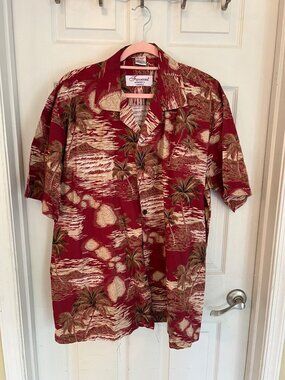 Favant  Hawaiian Short Sleeve Shirt Button Down Tropical Palm Trees Island XXL